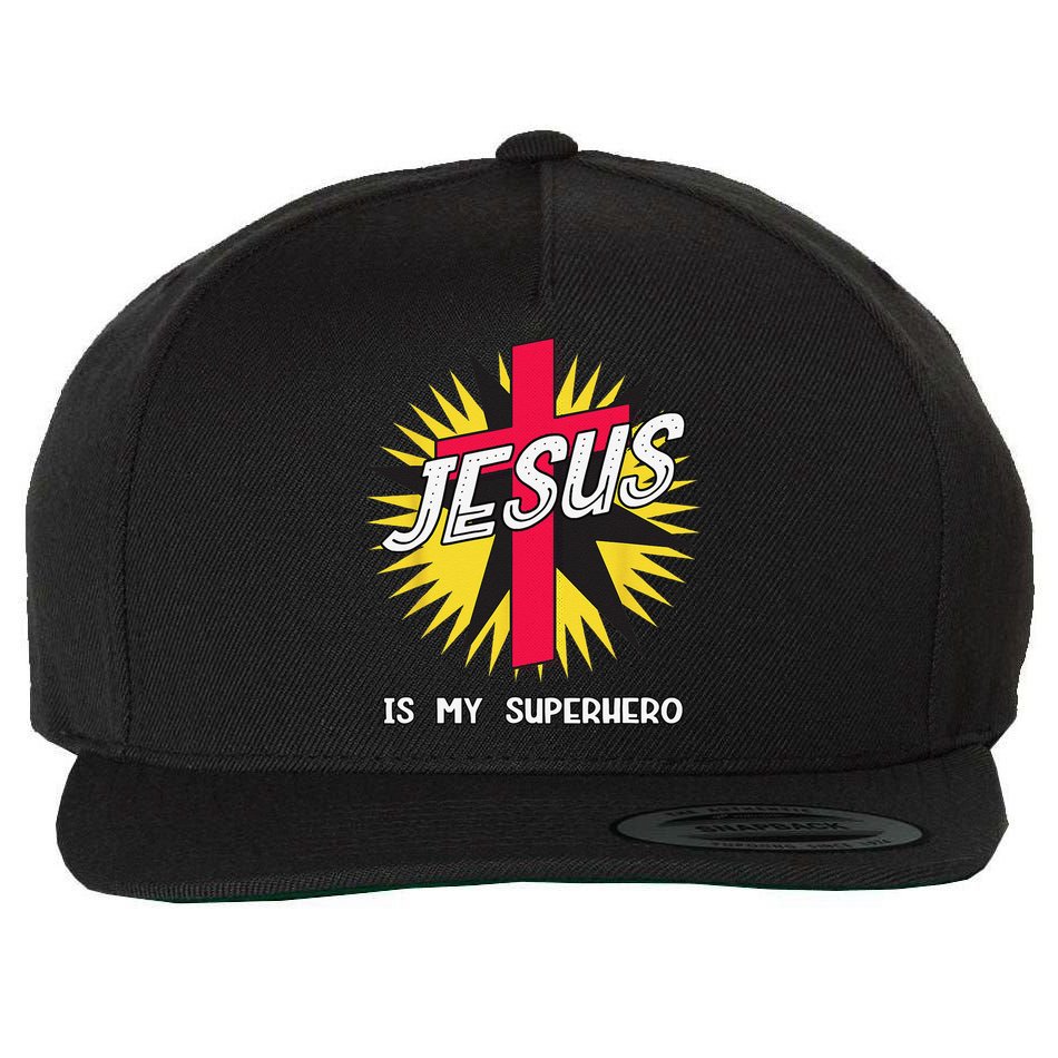 Jesus Is My Superhero Gift Wool Snapback Cap