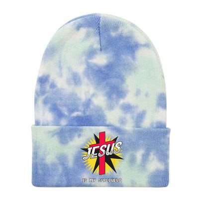 Jesus Is My Superhero Gift Tie Dye 12in Knit Beanie