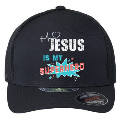 Jesus Is My Superhero Sweet Powerful Christian Flexfit Unipanel Trucker Cap