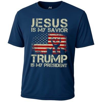 Jesus Is My Savior Trump Is My President Trump 2024 Usa Flag Performance Shirt
