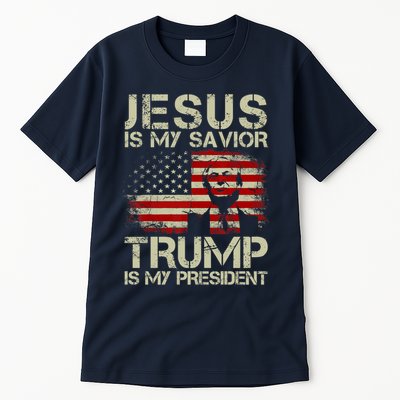 Jesus Is My Savior Trump Is My President Trump 2024 Usa Flag Tall T-Shirt