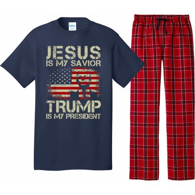 Jesus Is My Savior Trump Is My President Trump 2024 Usa Flag Pajama Set