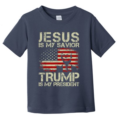 Jesus Is My Savior Trump Is My President Trump 2024 Usa Flag Toddler T-Shirt