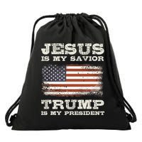 Jesus Is My Savior Trump Is My President  Drawstring Bag