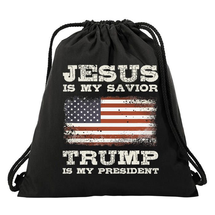 Jesus Is My Savior Trump Is My President  Drawstring Bag