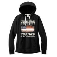 Jesus Is My Savior Trump Is My President  Women's Fleece Hoodie