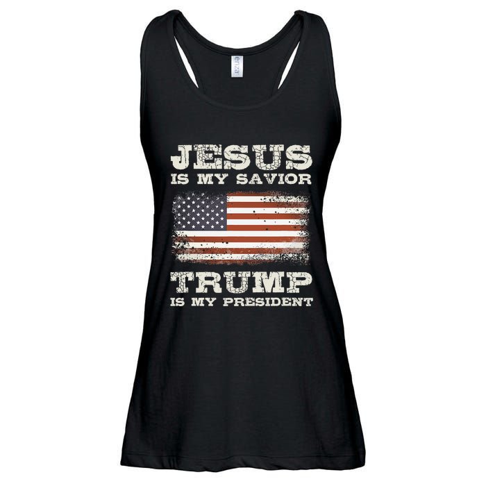 Jesus Is My Savior Trump Is My President  Ladies Essential Flowy Tank