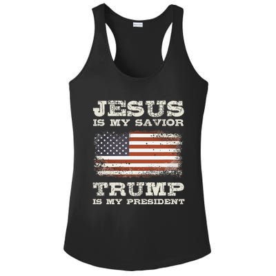 Jesus Is My Savior Trump Is My President  Ladies PosiCharge Competitor Racerback Tank