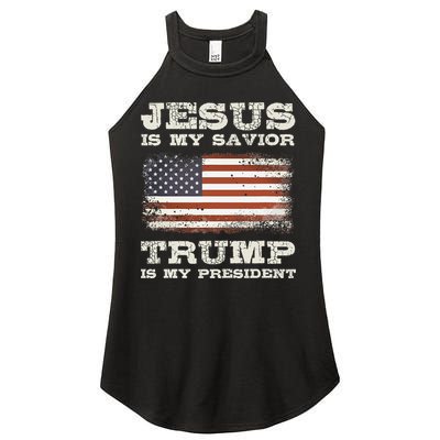 Jesus Is My Savior Trump Is My President  Women's Perfect Tri Rocker Tank