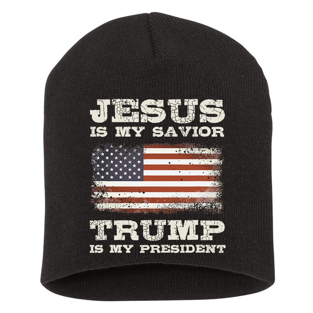 Jesus Is My Savior Trump Is My President  Short Acrylic Beanie