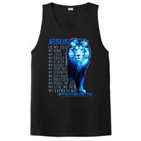 Jesus Is My God King My Lord My Savior Blue Lion Christian PosiCharge Competitor Tank