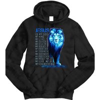 Jesus Is My God King My Lord My Savior Blue Lion Christian Tie Dye Hoodie