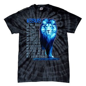 Jesus Is My God King My Lord My Savior Blue Lion Christian Tie-Dye T-Shirt