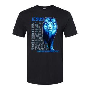 Jesus Is My God King My Lord My Savior Blue Lion Christian Softstyle CVC T-Shirt