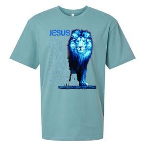 Jesus Is My God King My Lord My Savior Blue Lion Christian Sueded Cloud Jersey T-Shirt