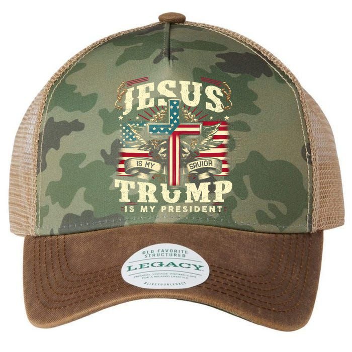 Jesus Is My Savior Donald Trump Is My President Usa Christian Flag Legacy Tie Dye Trucker Hat