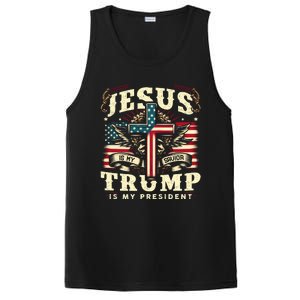 Jesus Is My Savior Donald Trump Is My President Usa Christian Flag PosiCharge Competitor Tank