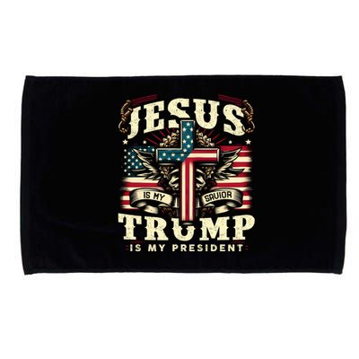 Jesus Is My Savior Donald Trump Is My President Usa Christian Flag Microfiber Hand Towel