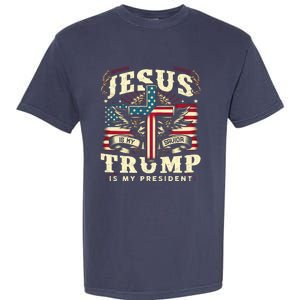 Jesus Is My Savior Donald Trump Is My President Usa Christian Flag Garment-Dyed Heavyweight T-Shirt