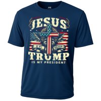 Jesus Is My Savior Donald Trump Is My President Usa Christian Flag Cooling Performance Crew T-Shirt