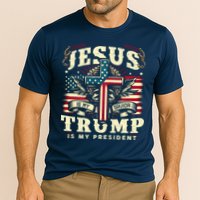 Jesus Is My Savior Donald Trump Is My President Usa Christian Flag Cooling Performance Crew T-Shirt