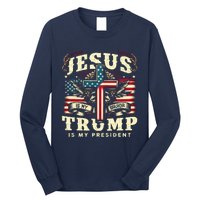 Jesus Is My Savior Donald Trump Is My President Usa Christian Flag Long Sleeve Shirt