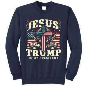 Jesus Is My Savior Donald Trump Is My President Usa Christian Flag Sweatshirt