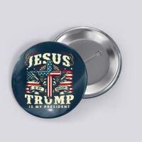 Jesus Is My Savior Donald Trump Is My President Usa Christian Flag Button