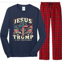 Jesus Is My Savior Donald Trump Is My President Usa Christian Flag Long Sleeve Pajama Set