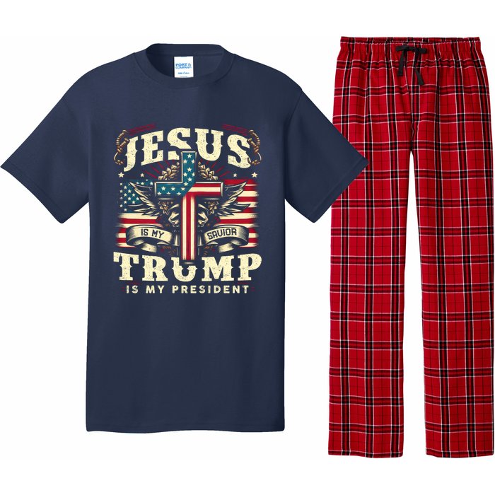 Jesus Is My Savior Donald Trump Is My President Usa Christian Flag Pajama Set