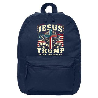 Jesus Is My Savior Donald Trump Is My President Usa Christian Flag 16 in Basic Backpack