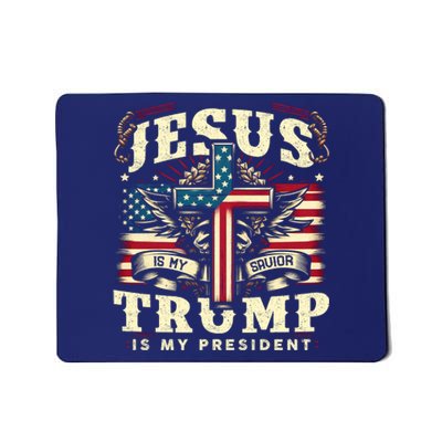 Jesus Is My Savior Donald Trump Is My President Usa Christian Flag Mousepad