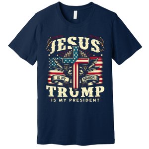 Jesus Is My Savior Donald Trump Is My President Usa Christian Flag Premium T-Shirt