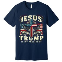 Jesus Is My Savior Donald Trump Is My President Usa Christian Flag Premium T-Shirt