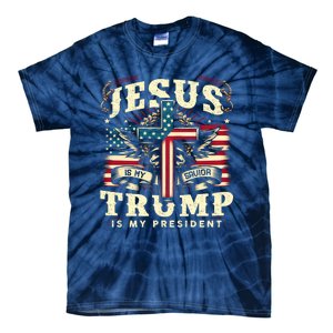 Jesus Is My Savior Donald Trump Is My President Usa Christian Flag Tie-Dye T-Shirt