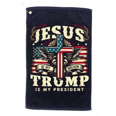 Jesus Is My Savior Donald Trump Is My President Usa Christian Flag Golf Towel