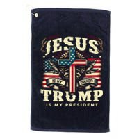 Jesus Is My Savior Donald Trump Is My President Usa Christian Flag Platinum Collection Golf Towel