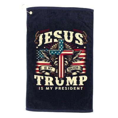 Jesus Is My Savior Donald Trump Is My President Usa Christian Flag Platinum Collection Golf Towel