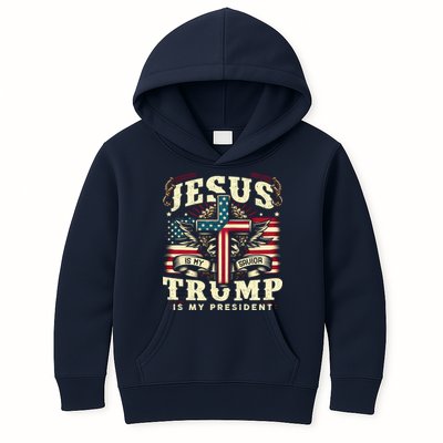 Jesus Is My Savior Donald Trump Is My President Usa Christian Flag Kids Hoodie