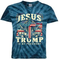 Jesus Is My Savior Donald Trump Is My President Usa Christian Flag Kids Tie-Dye T-Shirt