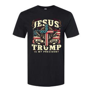 Jesus Is My Savior Donald Trump Is My President Usa Christian Flag Softstyle CVC T-Shirt