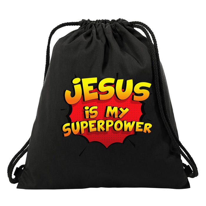 Jesus Is My Superpower Christian Gift Drawstring Bag