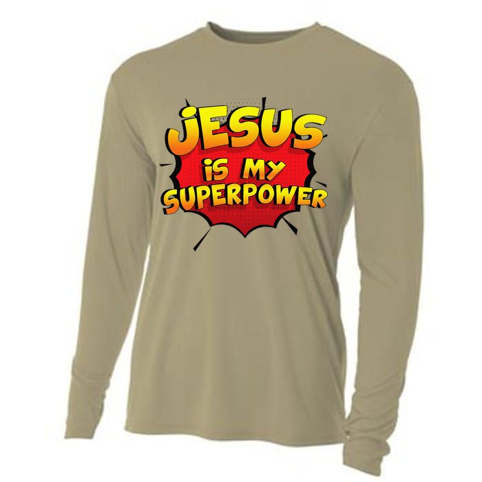 Jesus Is My Superpower Christian Gift Cooling Performance Long Sleeve Crew