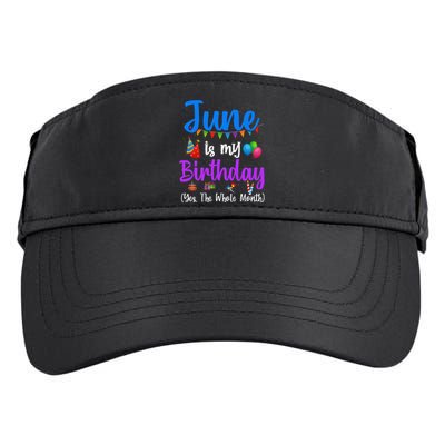 June Is My Birthday Yes The Whole Month Funny June Birthday Adult Drive Performance Visor