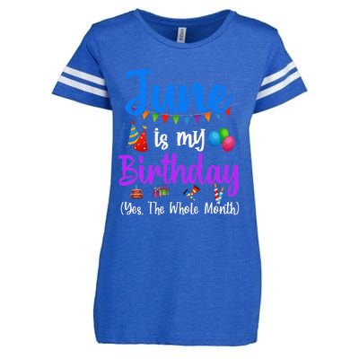 June Is My Birthday Yes The Whole Month Funny June Birthday Enza Ladies Jersey Football T-Shirt