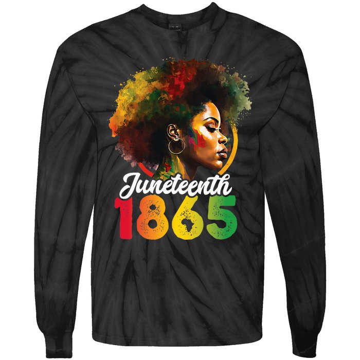 Juneteenth Is My Independence Day Wo Black Pride Tie-Dye Long Sleeve Shirt