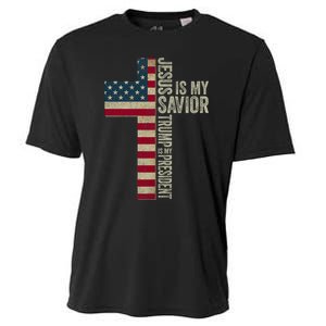 Jesus Is My Savior Trump Is My President Trump 2024 Maga Cooling Performance Crew T-Shirt