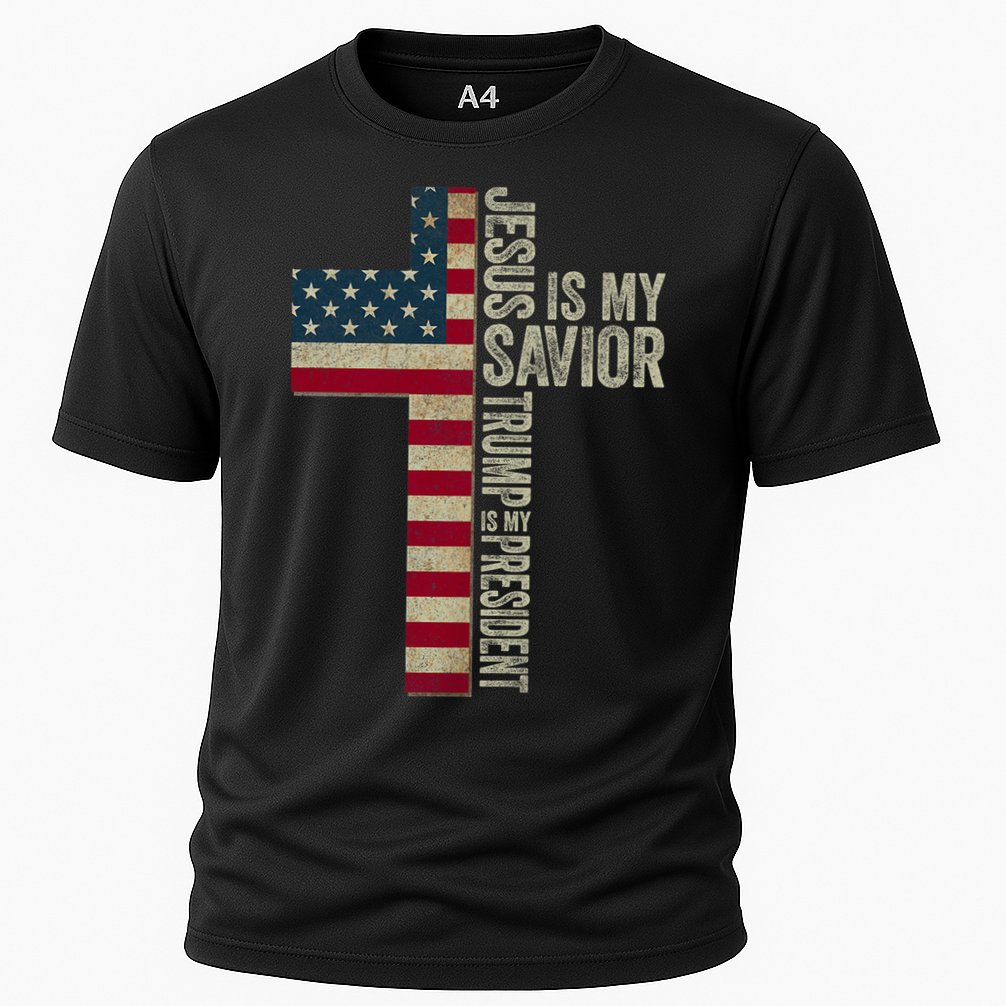Jesus Is My Savior Trump Is My President Trump 2024 Maga Cooling Performance Crew T-Shirt