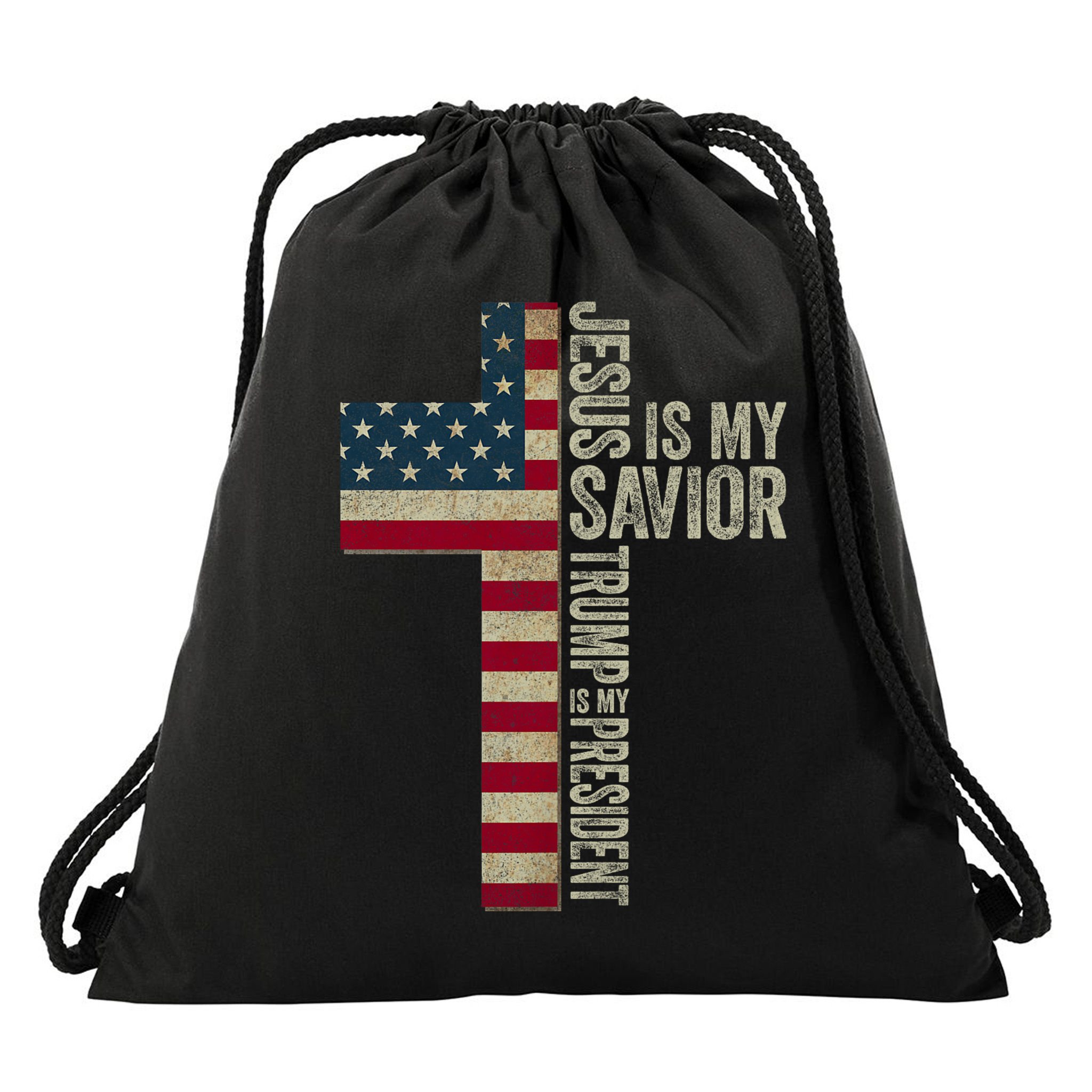 Jesus Is My Savior Trump Is My President Trump 2024 Maga Drawstring Bag