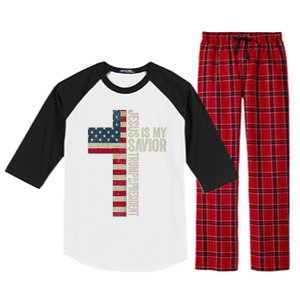 Jesus Is My Savior Trump Is My President Trump 2024 Maga Raglan Sleeve Pajama Set